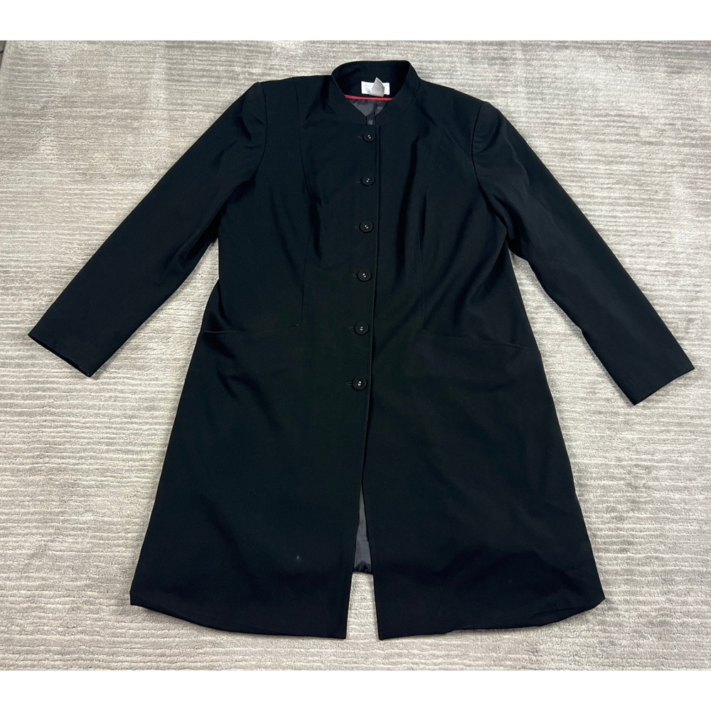 Worthington Topper Coat Women‎ 18W Black Mandarin Collar Stretch Button Jacket